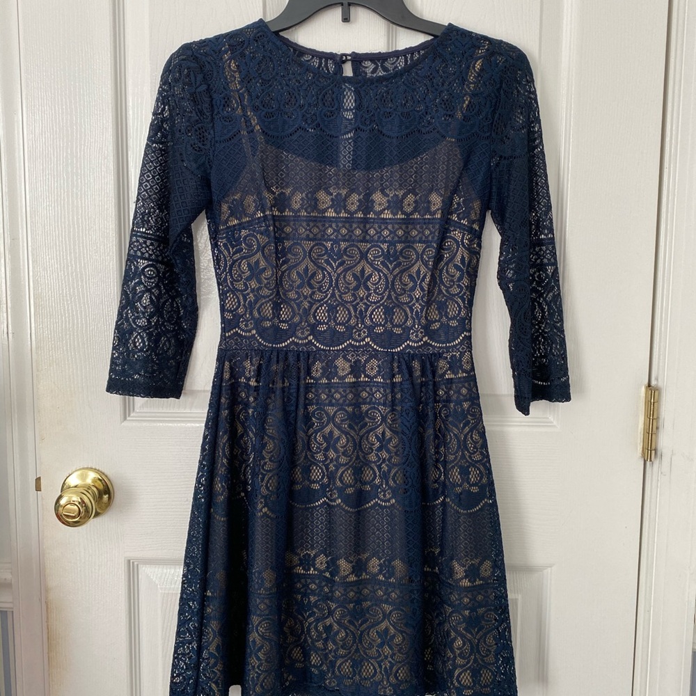 Lace Dress, Nude Slip